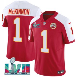 Men’s Kansas City Chiefs #1 Jerick McKinnon Red 2023 F.U.S.E. With Super Bowl LVII Patch Vapor Untouchable Limited Stitched Jersey
