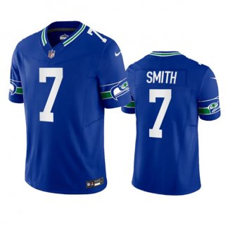 Men's Seattle Seahawks #7 Geno Smith Royal 2023 F.U.S.E. Vapor Limited Throwback Stitched Jersey