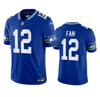 Men's Seattle Seahawks 12th Fan Royal 2023 F.U.S.E. Vapor Limited Throwback Stitched Jersey