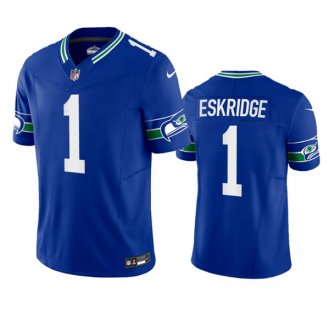 Men's Seattle Seahawks #1 Dee Eskridge Royal 2023 F.U.S.E. Vapor Limited Throwback Stitched Jersey