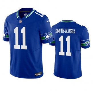 Men's Seattle Seahawks #11 Jaxon Smith-Njigba Royal 2023 F.U.S.E. Vapor Limited Throwback Stitched Jersey