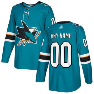Men's Adidas Sharks Personalized Authentic Teal Green Home NHL Jersey