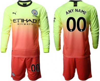 Manchester City Personalized Third Long Sleeves Soccer Club Jersey