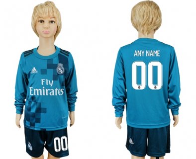 Real Madrid Personalized Sec Away Long Sleeves Kid Soccer Club Jersey