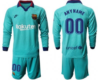 Barcelona Personalized Third Long Sleeves Soccer Club Jersey