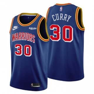 Men's Golden State Warriors #30 Stephen Curry 75th Anniversary Blue Stitched Basketball Jersey