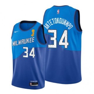 Men's Milwaukee Bucks #34 Giannis Antetokounmpo Blue Stitched NBA Jersey