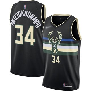 Men's Nike Milwaukee Bucks #34 Giannis Antetokounmpo Black 2019 City Edition Stitched NBA Jersey