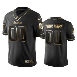 Vikings Custom Men's Stitched NFL Vapor Untouchable Limited Black Golden Jersey