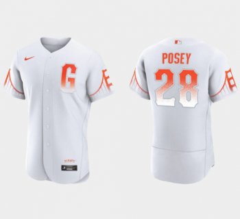 Men's San Francisco Giants #28 Buster Posey White City Connect Flex Base Stitched Jersey