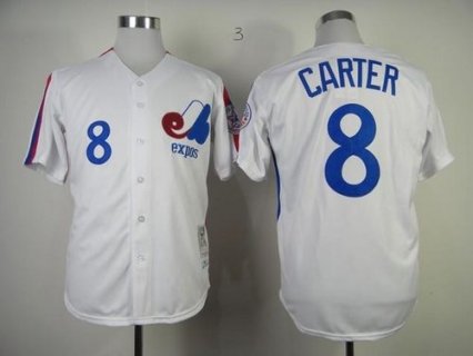 Mitchell And Ness 1982 Expos #8 Gary Carter White Throwback Stitched MLB Jersey