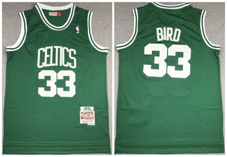 Men's Boston Celtics Green #33 Larry Bird 1985-86 Throwback Stitched NBA Jersey