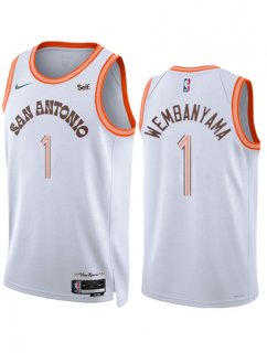 Men's San Antonio Spurs #1 Victor Wembanyama White 2023/24 City Edition Stitched Basketball Jersey