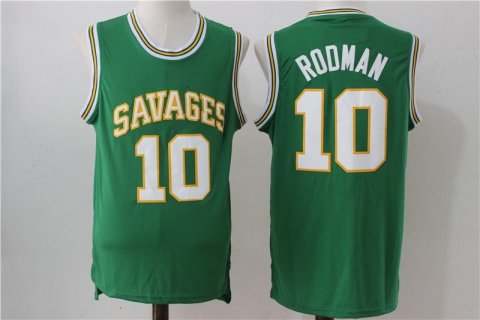 High School Oklahoma Savages 10 Dennis Rodman Green Men Jersey