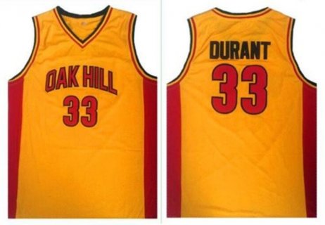 High School Oak Hill Academy 33 Kevin Durant Gold NBA Men Jersey