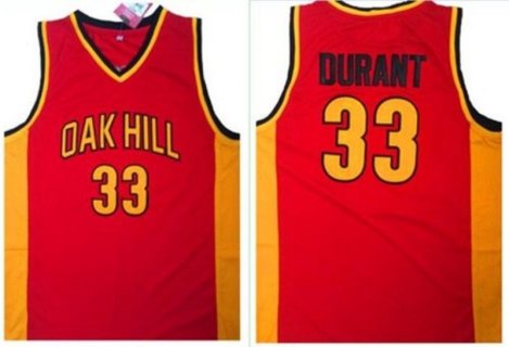 High School Oak Hill Academy 33 Kevin Durant Red NBA Men Jersey