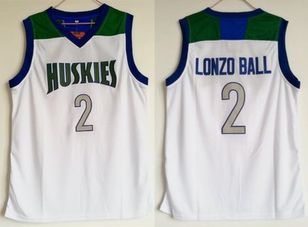 NCAA Chino Hills Huskies 2 Lonzo Ball White High School Basketball Men Jersey