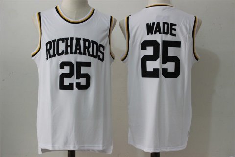 High School Richardson 25 Dwyane Wade White Basketball Men Jersey