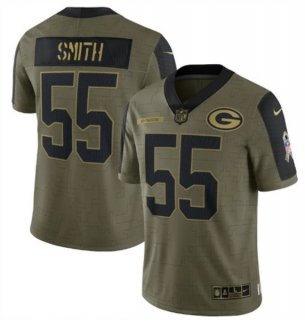 Nike Green Bay Packers 55 Za'Darius Smith 2021 Olive Salute To Service Limited Men Jersey