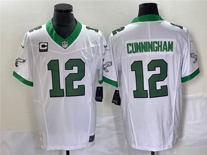 Men's Philadelphia Eagles #12 Randall Cunningham White 2023 F.U.S.E. With C Patch Vapor Untouchable Stitched Football Jersey