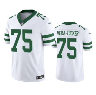 Men's New York Jets #75 Alijah Vera-Tucker White 2023 F.U.S.E. Vapor Limited Throwback Stitched Football Jersey