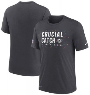 NFL Dolphins Charcoal 2021 Crucial Catch Performance T-Shirt