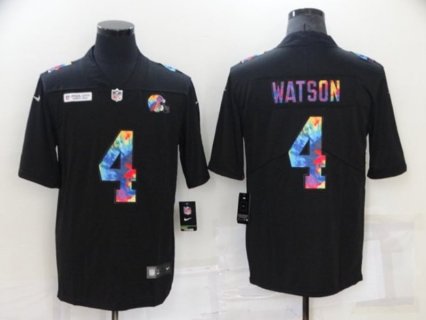 Nike Browns 4 Deshaun Watson Black Crucial Catch Vapor Limited Men Jersey