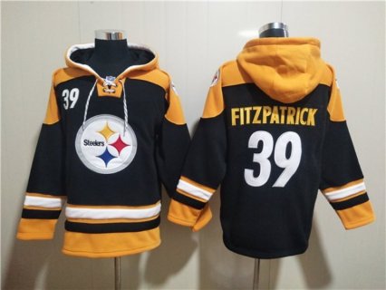 Nike Steelers 39 Minkah Fitzpatrick Black Ageless Must-Have Lace-Up Pullover Hoodie
