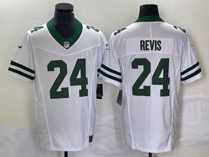Men's New York Jets #24 Darrelle Revis White 2023 F.U.S.E. Vapor Limited Throwback Stitched Football Jersey