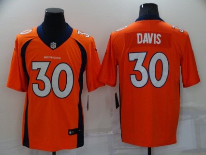 Nike Broncos 30 Terrell Davis Orange Vapor Untouchable Limited Men Jersey