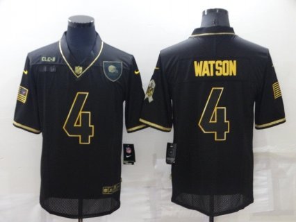 Nike Browns 4 Deshaun Watson Black Gold Vapor Limited Men Jersey