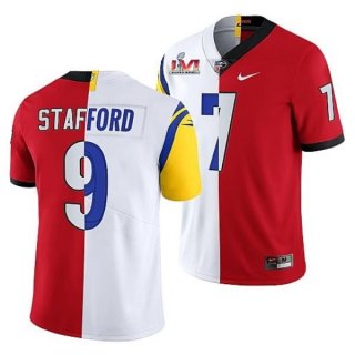 Nike Rams x Georgia Bulldogs Matthew Stafford Red White 2022 Super Bowl LVI Split Limited Men Jersey