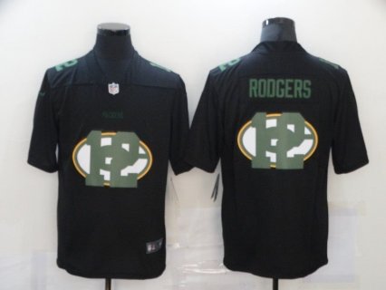Nike Packers 12 Aaron Rodgers Black Shadow Logo Limited Men Jersey