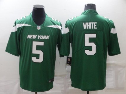 Nike Jets 5 White Green Vapor Untouchable Limited Men Jersey