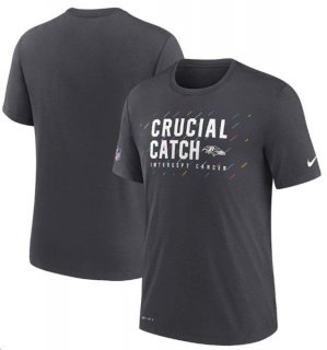 NFL Ravens Charcoal 2021 Crucial Catch Performance T-Shirt