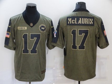 Nike Washington Football Team 17 Terry McLaurin 2021 Olive Salute To Service Limited Men Jersey