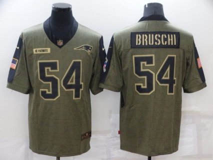 Nike New England Patriots 54 Tedy Bruschi 2021 Olive Salute To Service Limited Men Jersey