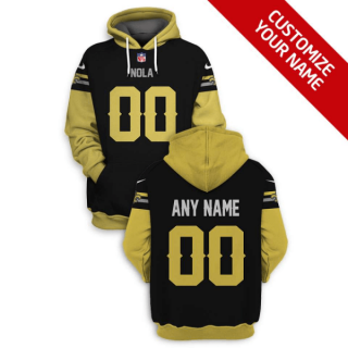 NFL Saints Customized Black Gold 2021 Stitched New Hoodie
