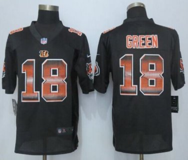 Nike Bengals 18 A.J. Green Black Team Color Men Stitched NFL Limited Strobe Jersey