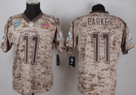 2015 Draft Nike Dolphins 11 DeVante Parker Camo Men's Stitched NFL New Elite USMC Jersey