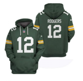 NFL Packers 12 Aaron Rodgers Green 2021 Stitched New Hoodie