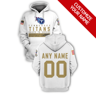 NFL Titans Customized White Gold 2021 Stitched New Hoodie