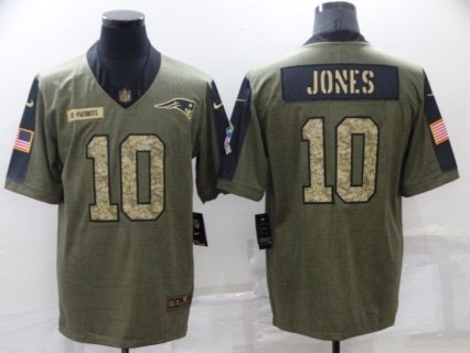 Nike Patriots 10 Mac Jones 2021 Olive Camo Salute To Service Limited Men Jersey
