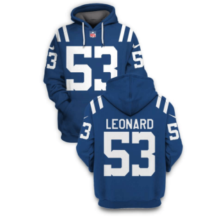 NFL Colts 53 Darius Leonard Blue 2021 Stitched New Hoodie