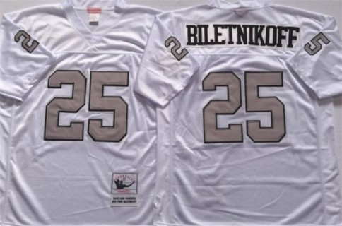 NFL Raiders 25 Fred Biletnikoff White Throwback Men Jersey