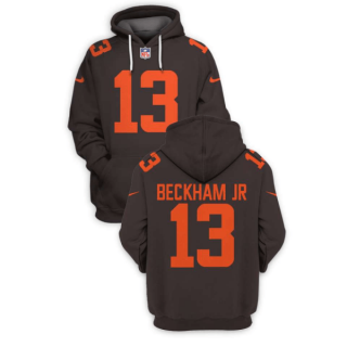 NFL Browns 13 Odell Beckham Jr. Brown Color Rush 2021 Stitched New Hoodie