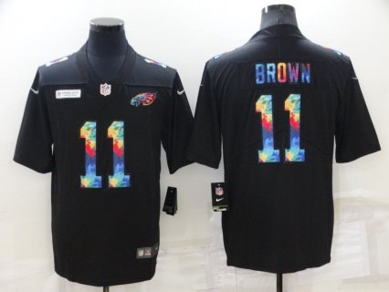 Nike Eagles 11 A. J. Brown Black Rainbow Vapor Limited Men Jersey