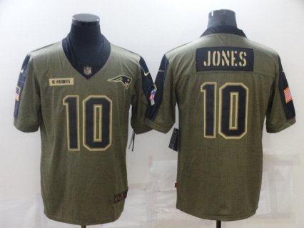 Nike Patriots 10 Mac Jones 2021 Olive Salute To Service Limited Men Jersey