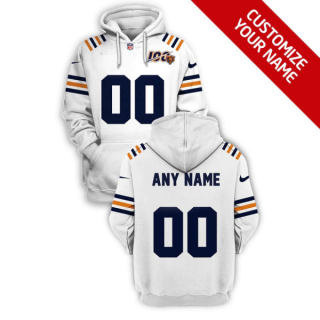NFL Bears Customized White 100th Patch 2021 Stitched New Hoodie