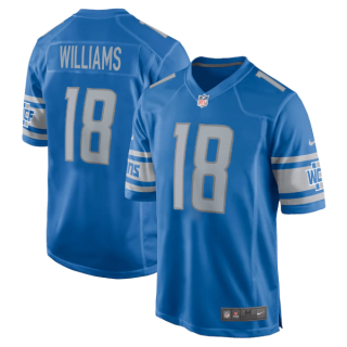 Nike Lions 18 Jameson Williams Blue 2022 NFL Draft Vapor Untouchable Limited Men Jersey